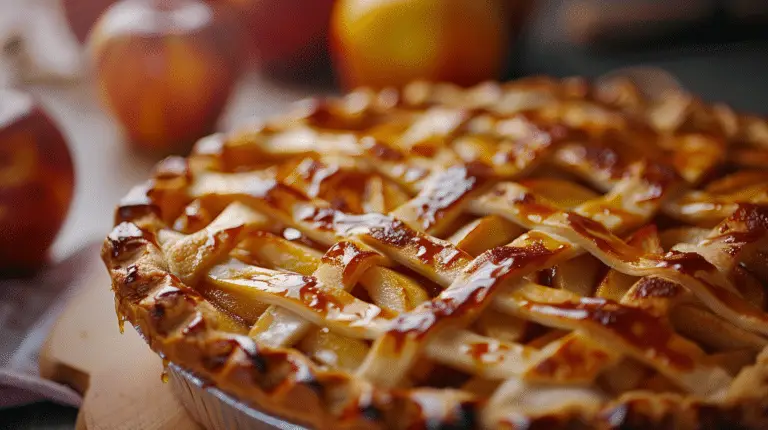 Fresh apple pie topped with a rich maple glaze