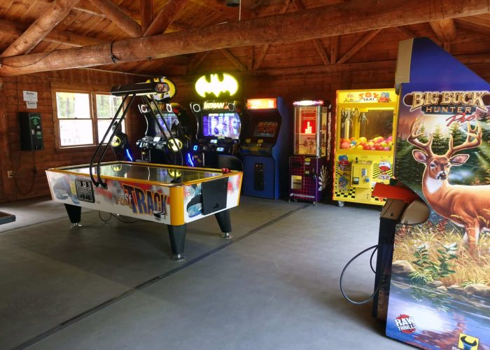 A room with arcade games.